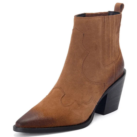Bottines Santiags Camel pour Femme