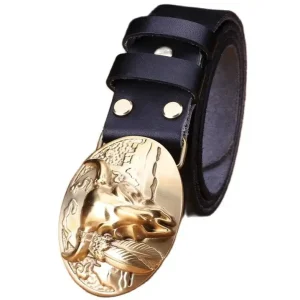 Ceinture Western en Cuir Pleine Fleur