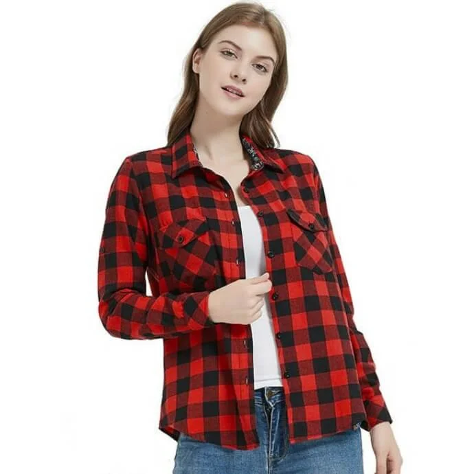 Détails de la Chemise Country Rouge pour Femme