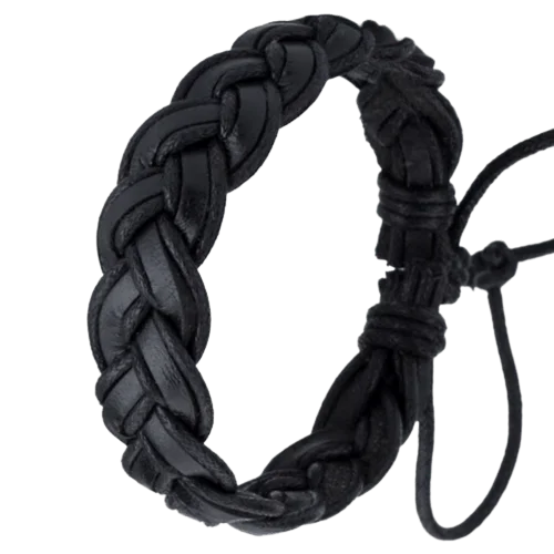 Détails du bracelet en cuir tressé