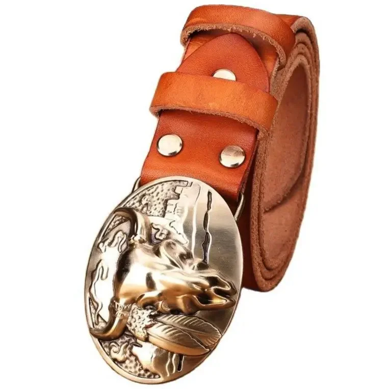 Ceinture Western en Cuir Pleine Fleur