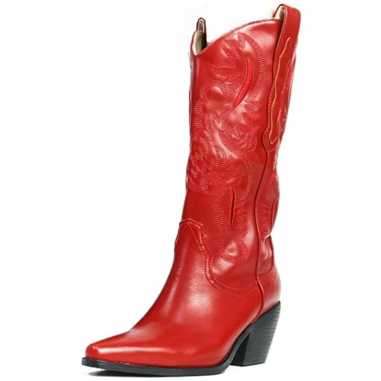 Bottes Cowboy Rouges Femme