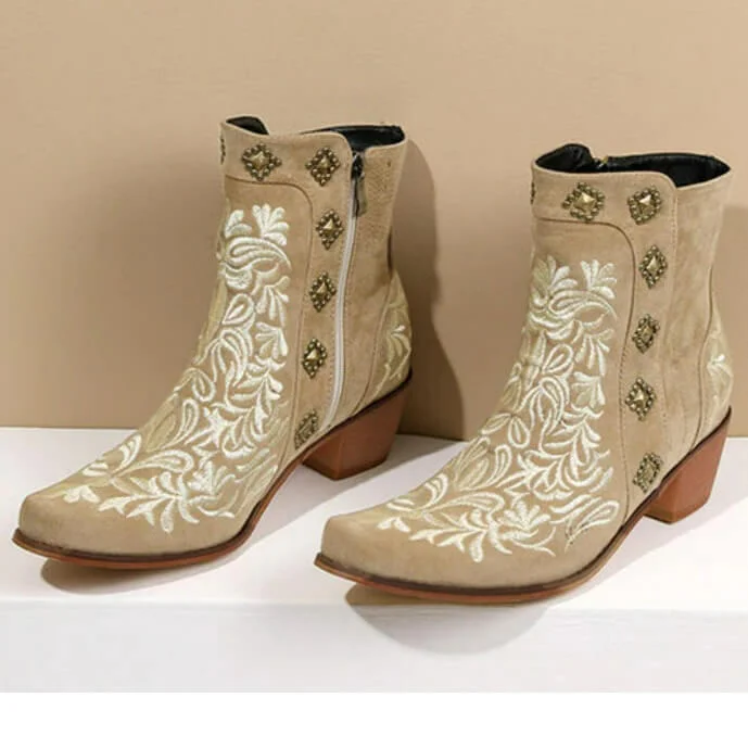 Bottines Western Beiges pour Femme – Image 3