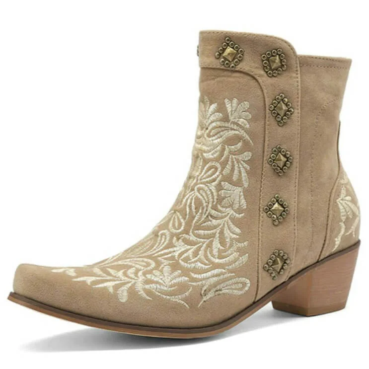 Bottines Western Beiges pour Femme