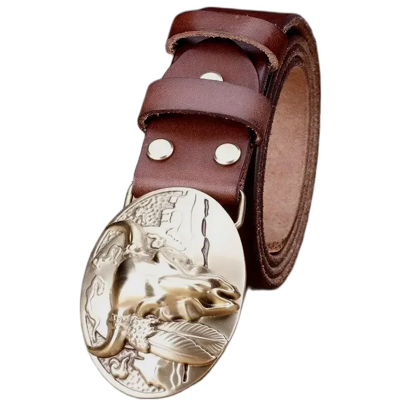 Ceinture Western en Cuir Pleine Fleur