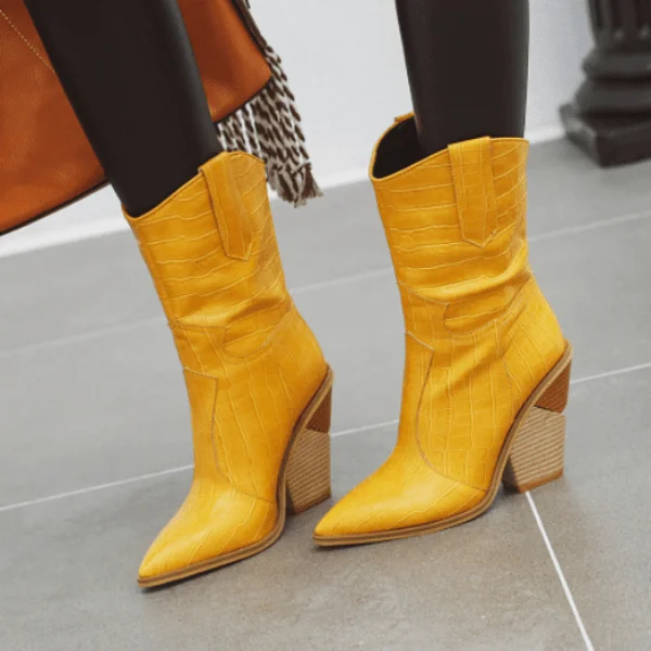 Détails des Bottes Western Jaunes