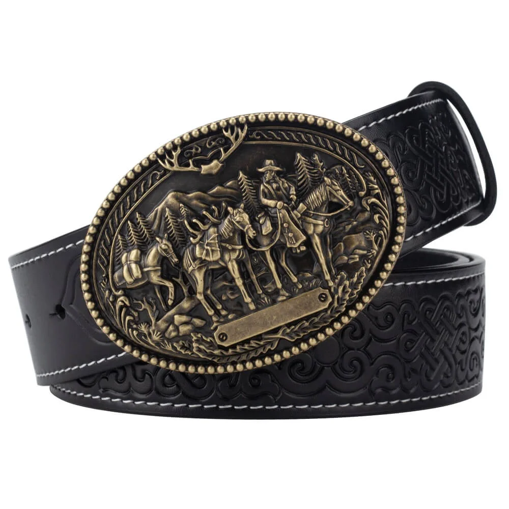 Ceinture en cuir motif western