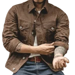 Veste Western en Coton Huilé