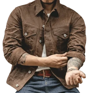 Veste Western en Coton Huilé