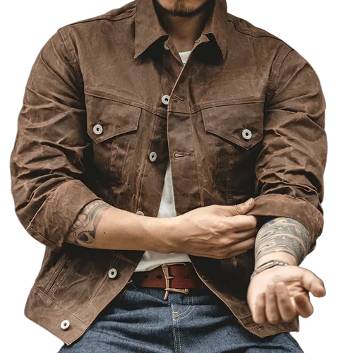 Veste Western en Coton Huilé