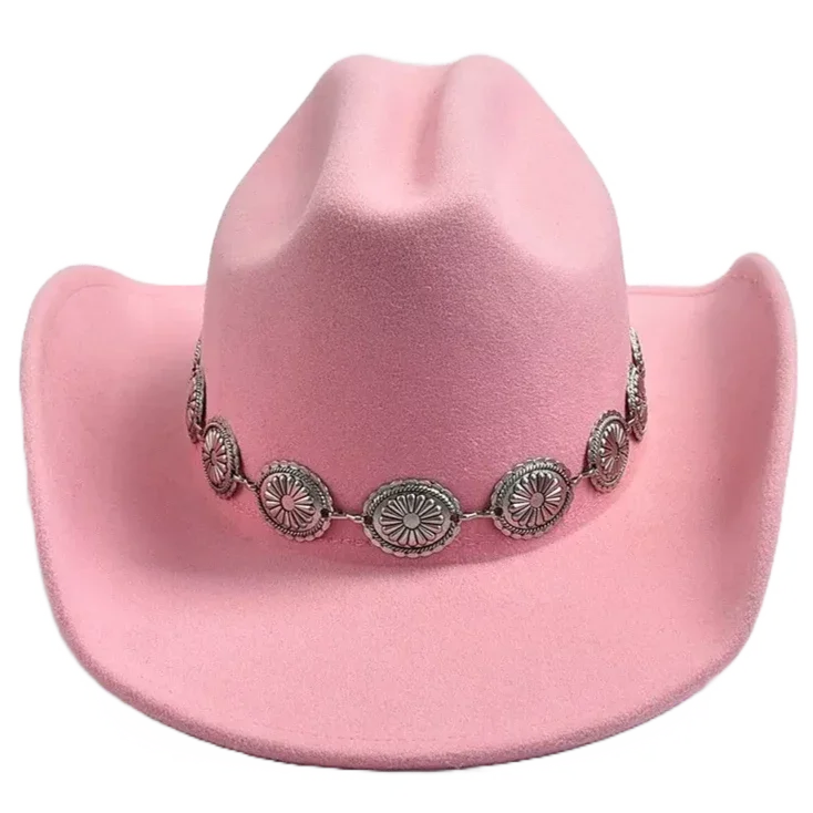 Chapeau de Cowboy Femme Rose en détail