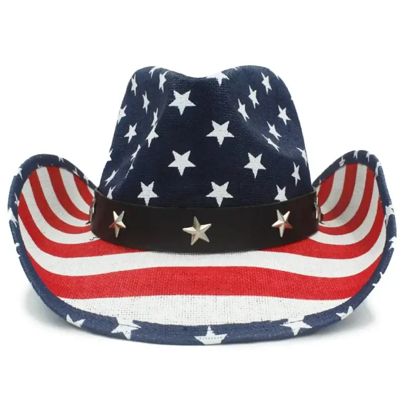 Détails du Chapeau de Cowboy Bleu Blanc Rouge