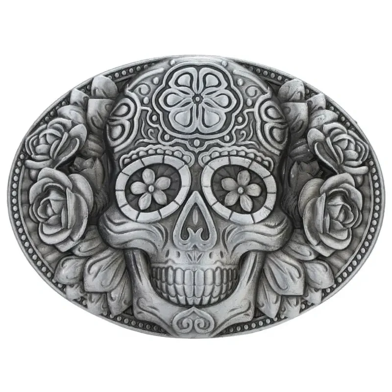 Boucle de Ceinture Western avec Design Tête de Mort