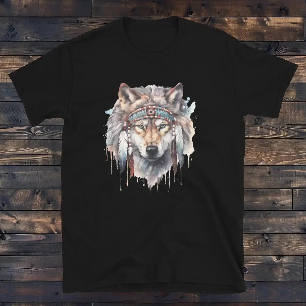 T-Shirt Loup Indien en Style Western