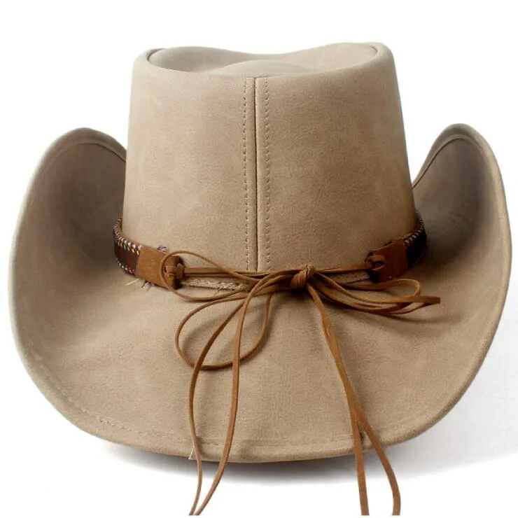 Chapeau de Cowboy Femme en Cuir en situation