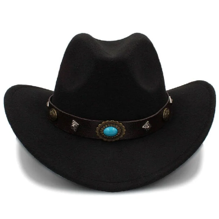 Chapeau de Cowboy Femme Noir en Détail