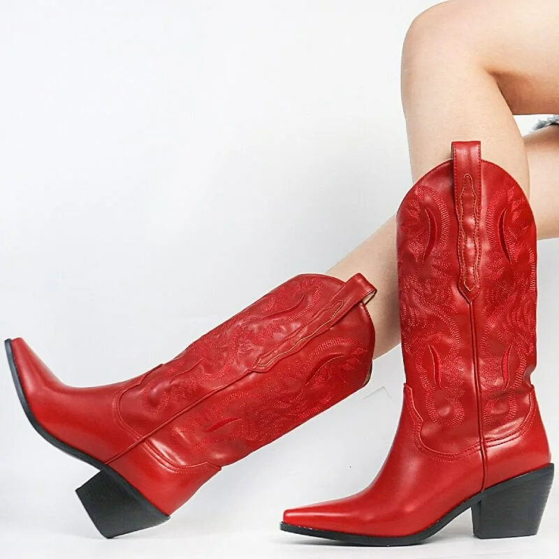 Bottes Cowboy Rouges Femme – Image 2