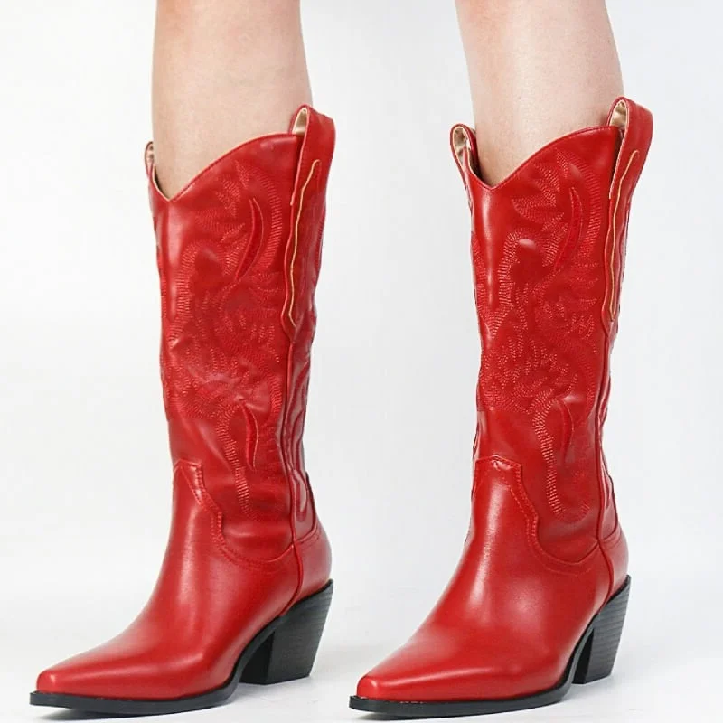 Bottes Cowboy Rouges Femme – Image 3