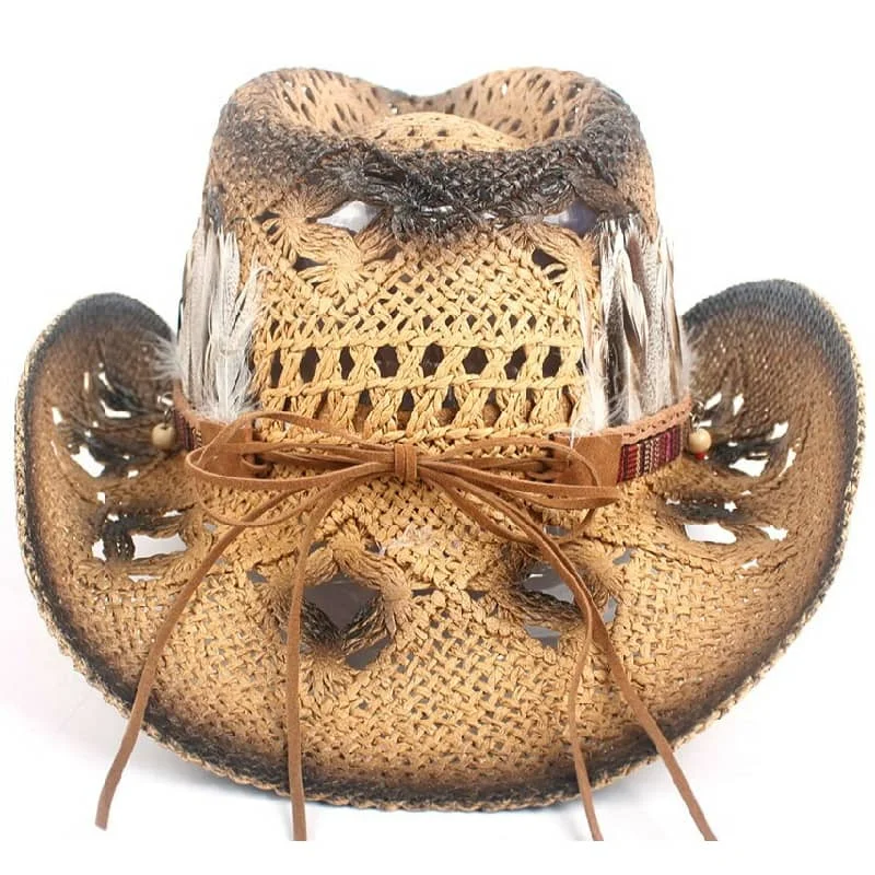 Chapeau de Cowboy avec Plume en détail