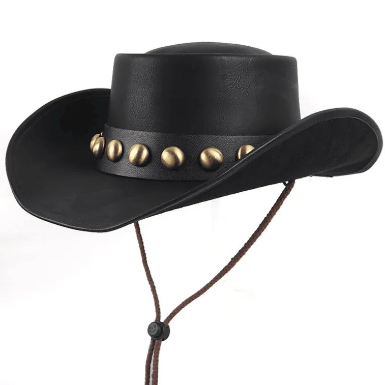 Chapeau de Cowboy en Cuir Noir – Image 2