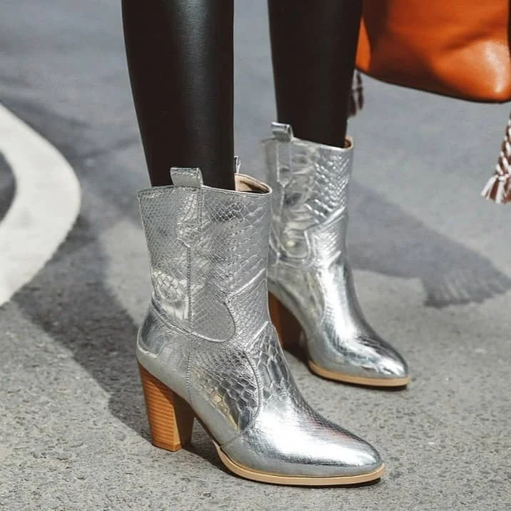 Bottines Cowgirl argentées