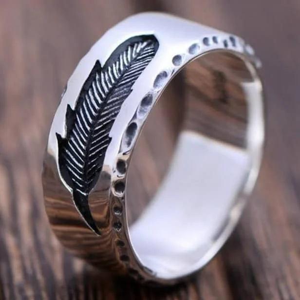 Bague Country avec gravure de plume