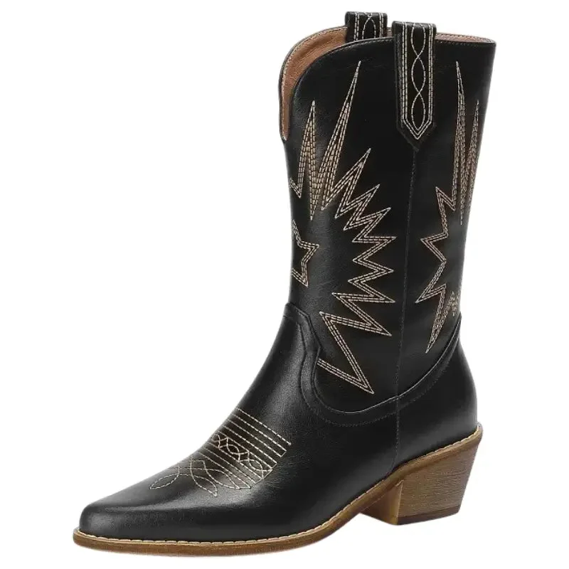 Boots Style Santiag en cuir véritable