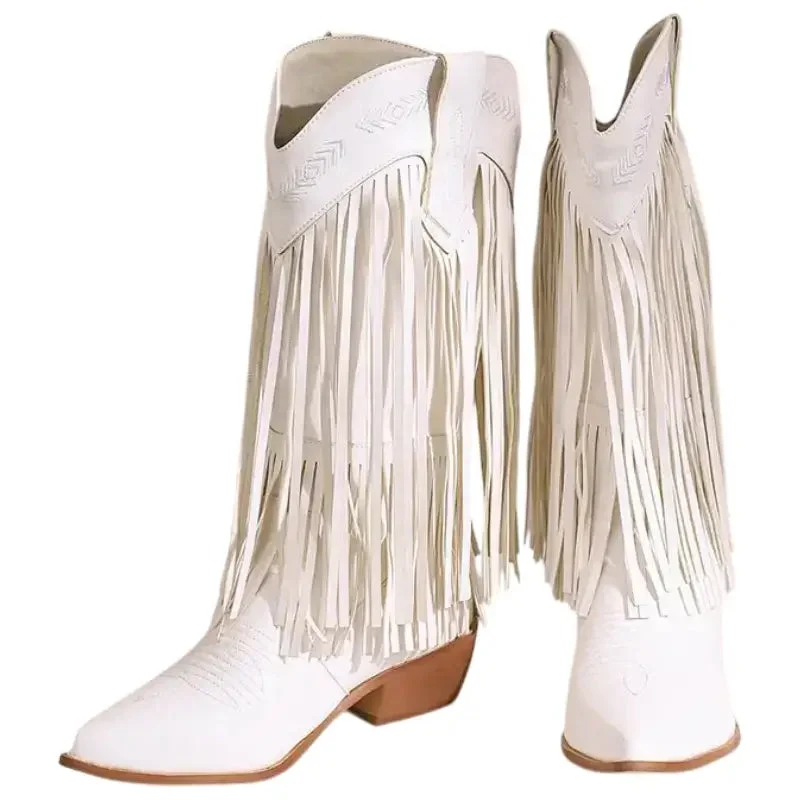Bottes Cowboy Blanches en Simili Vegan