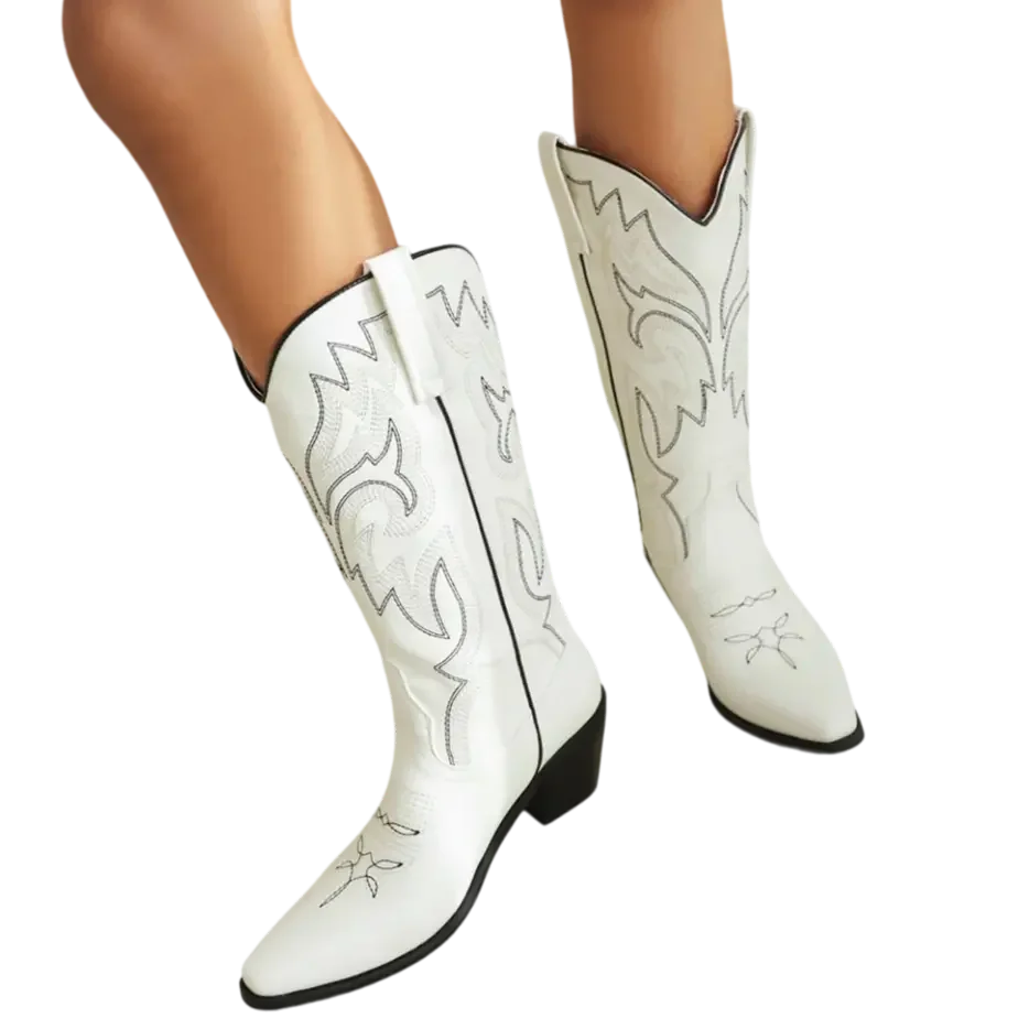 Détails des Bottes Country Blanches