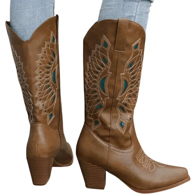 Bottes Western pour Femme avec Broderies