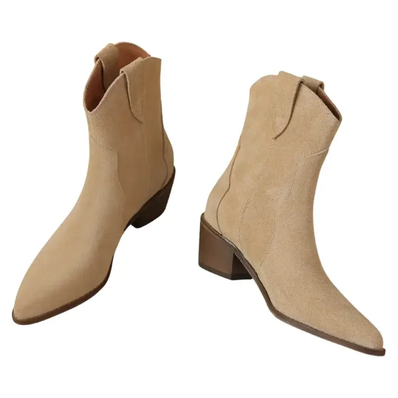 Bottines Santiag Femme Beiges
