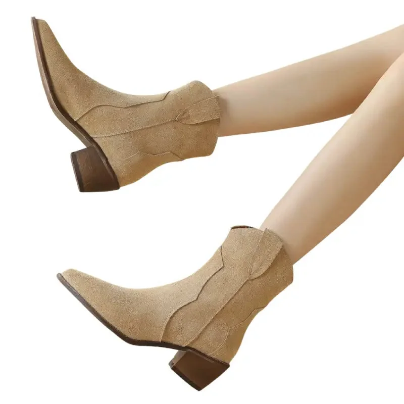Bottines Santiag Femme Beiges
