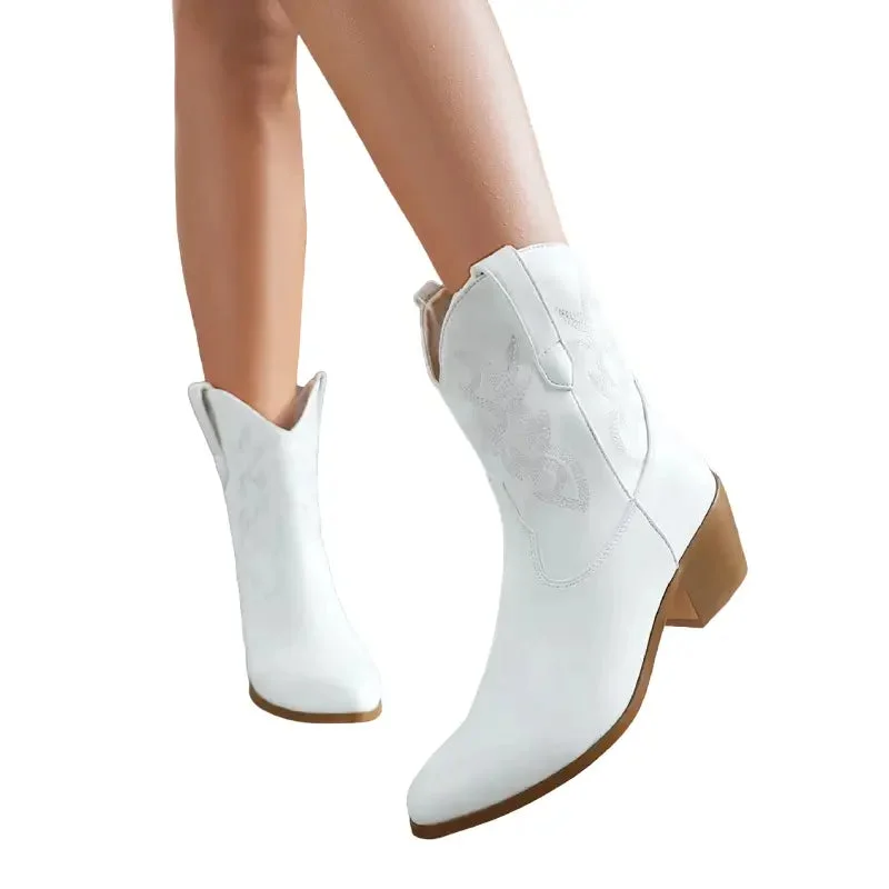 Bottines Western Blanches en détail