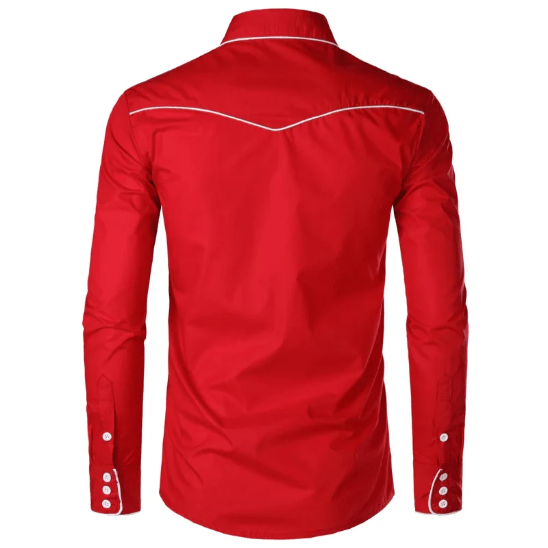 Chemise Country Rouge avec Broderies