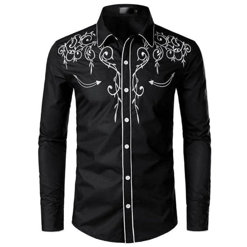 Chemise Western Noire avec Broderies