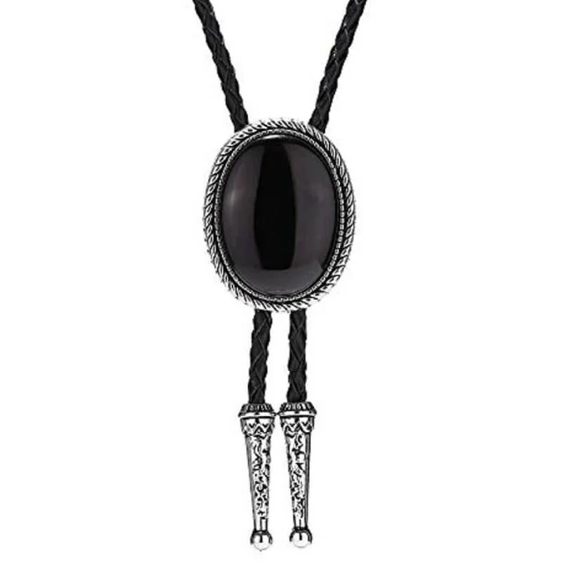 Cravate Cowboy Noire en Cuir