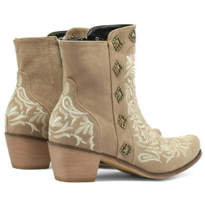 Détails des Bottines Western Beiges