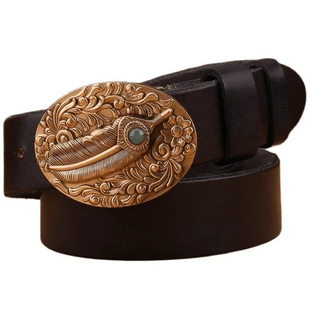 Boucle gravée de la Ceinture Western Plume