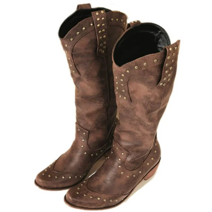 Santiags Marron en Simili Vegan