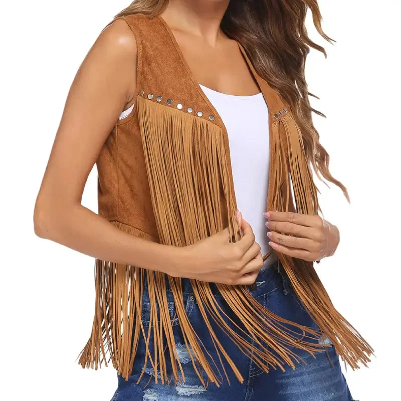 Gilet country à franges femme