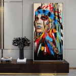 Tableau Indienne en Couleur